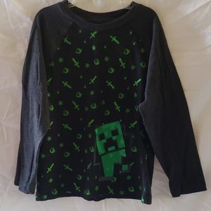 Minecraft little boy long sleeve shirt, grey/black